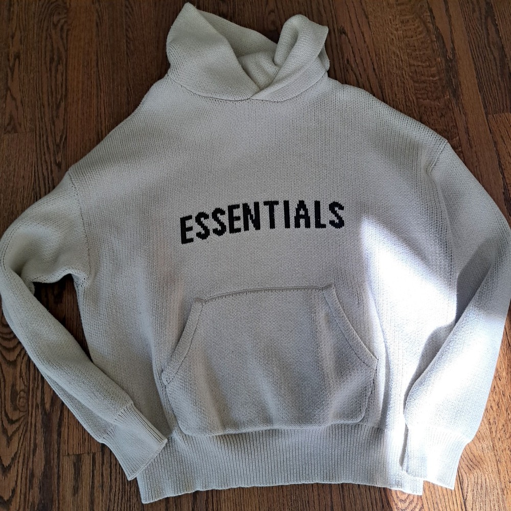 Essentials Fear Of God Knit Hoodie Oversized Cream Men's Size: M "See Flaws"